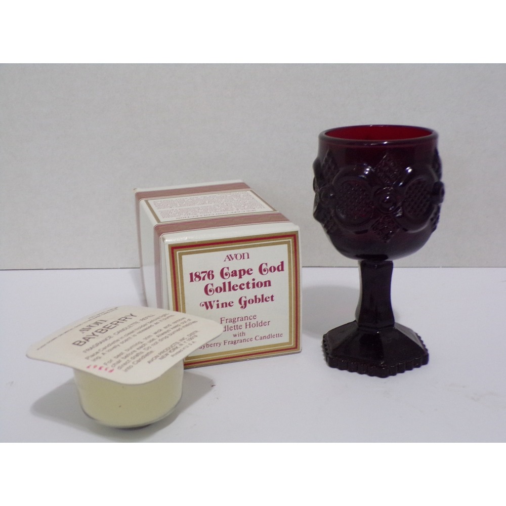 Avon 1876 Cape Cod Collection Wine Goblet Fragrance Candlette Holder Ruby Red